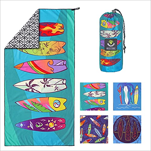 4Monster Toalla de playa de microfibra ultra ligera, resistente a la arena, secado rápido, absorbente para playa, piscina, deportes acuáticos, yoga, fitness (Windsurf-C, 80 x 160 cm) Cover