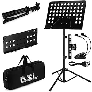 DSL Heavy Duty Orchestral Music Stand Folding Adjustable Sheet Music Stand Holder Adjustable Tripod Base – Black