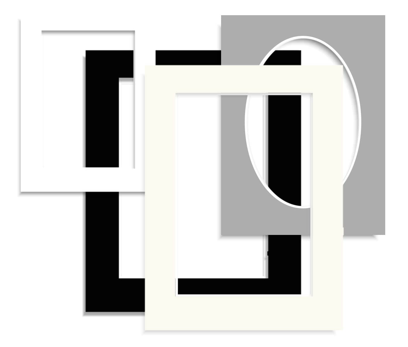 Soft White-Bright White-Grey-Black Cut Any Size Design Made to Order Customised Fit Any Sized Picture/Photo Mount Cut to Exact Specification Upto A4 (297 x 210mm) Optional Upload Your Design