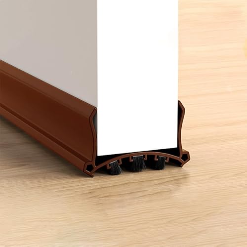 Cotensta 96cm Marrón Burlete Bajo Puerta, con Escoba para Puerta Autoadhesivo, para Puertas de 3,5 a 5,5 cm de Grosor y Espacio Inferior de 0,3 a 2 cm (brown)