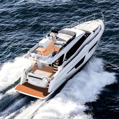 KXKZREN Boat Flooring EVA Foam Decking Sheet Faux Teak Marine Mat Non-Slip Boat Carpet Self-Adhesive Flooring for Jon Boats Motorboat RV Yacht Kayak Swim Platform 35.4 x 94.5 inch,23.25 sq.ft