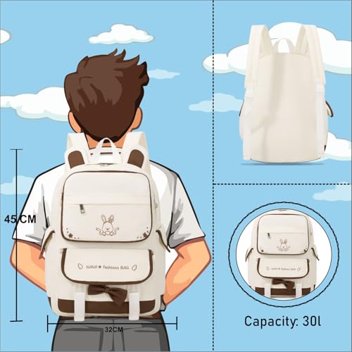 Image of Tinttot 30 Litre, Japanese Korean Style Capybara Niche College Students Light weight School bag Women's Travel Backpack