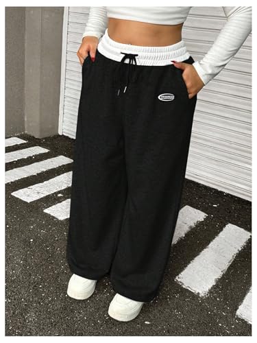SOLY HUX Women's Plus Size Sweatpants Elastic High Waisted Wide Leg Baggy Pants with Pockets4