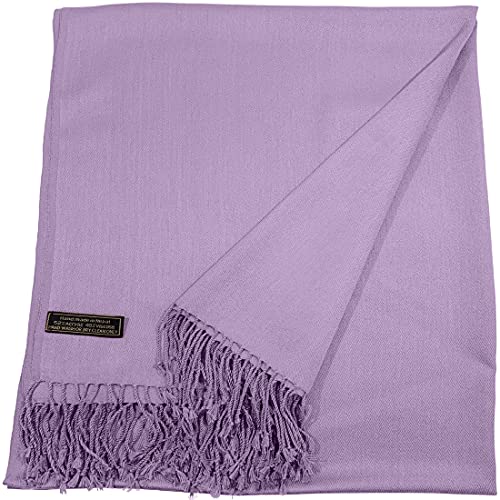 CJ Apparel Lilac Light Purple Mauve Magenta Solid Color Tassels Design Nepalese Shawl Seconds Scarf Wrap Stole Throw Head Wrap Pashmina Hand Made in Nepal New3