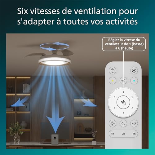 Ventilateur De Plafond Philips Bliss – 106 cm, LED Réglable, Télécommande - vue 6