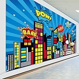 Large Super Theme Hero Party Backdrop Decoration 10x6ft One-piece Inspirational Decor for Classroom Back to School Wall Mural Hero Theme Backdrop Motivational Bulletin Board Photo Booth Props Supplies