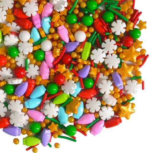 Image of Christmas Sprinkles Edible Sugar Pearls Christmas Sprinkles for Cookie Decorating Holiday Baking Cupcake Cake Toppers Decoratings Supplies
