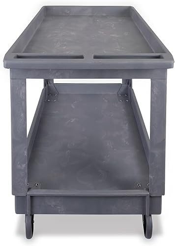 Miniatura 3 de Boardwalk 3485207 Carro utilitario de resina plástica con dos estantes de 24 pulg. x 40 pulg. x 35-12 pulg. - Gris