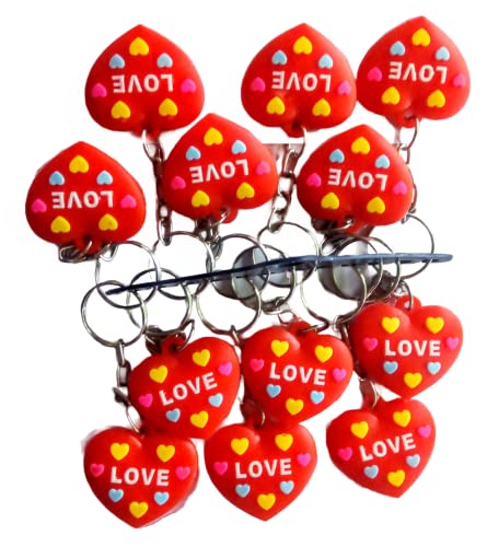 Sk Toys Set of Return Gifts Toys - Cartoon Character KeyChains 3 cm each (Pack Of 24) for Kids Children at Party (M_Heart_Red)