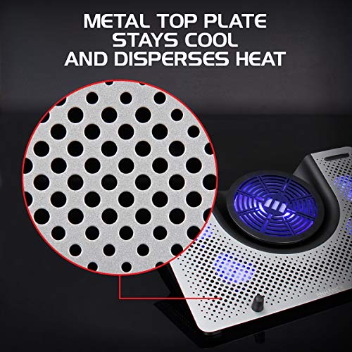 ENHANCE-Cryogen-3-Gaming-Laptop-Cooling-Pad-USB-Powered-5-LED-Fans-Metal-Cooler-Surface-fits-173-inch-Laptops-Smartphone-Device-Holder-5-Adjustable-Stand-Settings-Portable-for-PC-Gamer