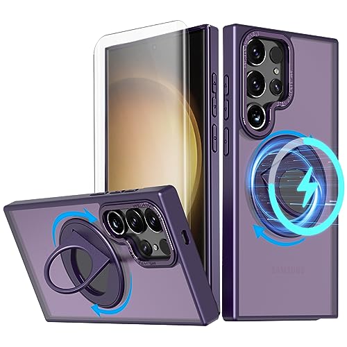 Coque Galaxy S23 Ultra avec protège-écran verre trempé et anneau MagSafe