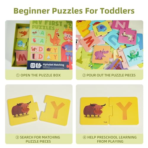 Image of TOI 6 Packs Large Piece Toddler Jigsaw Puzzles for Kids Ages 2-4 - Alphabet