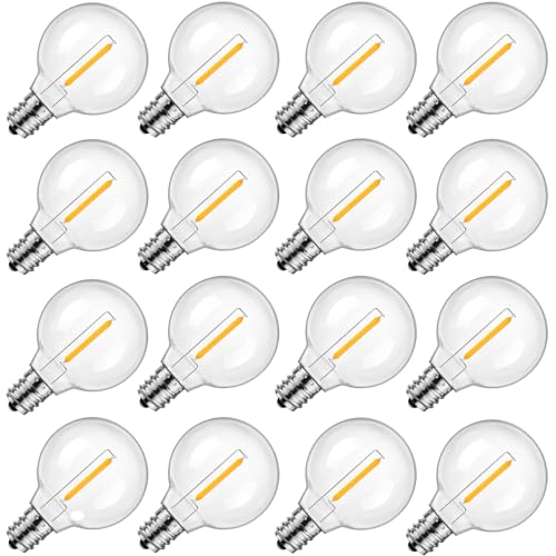 SEVSONSNZZ G40 Led Replacement Light Bulbs - E12 Screw Candelabra Base 120V Shatterproof Warm White Small Globe Light Bulbs Equvalent to 5 Watt for Outdoor Patio String Lights Porch Decor 15 Pack