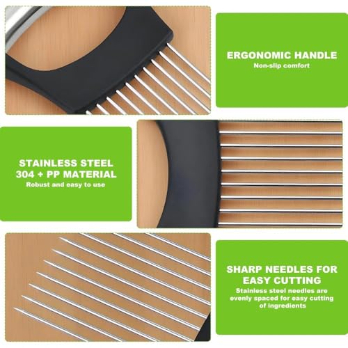Onion Holder for Slicing, Small Kitchen Hand Onion Slicer with Protective Case, Upgraded Stainless Steel Food Slice Holder Lemon Slicer Vegetable Cutter Tool for Meat/Onion/Potato/Tomato - Image 4