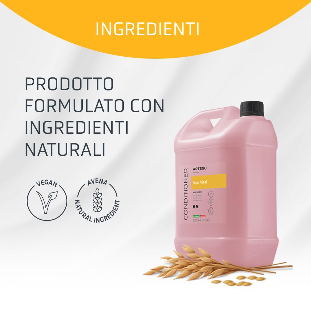 Artero Ikon Vital. Balsamo per cani. Idrata, ammorbidisce e protegge il mantello. Arricchito con Avena, ideale per pelli sensibili e mantelli con nodi o tendenza all'effetto crespo. (5000 ml)