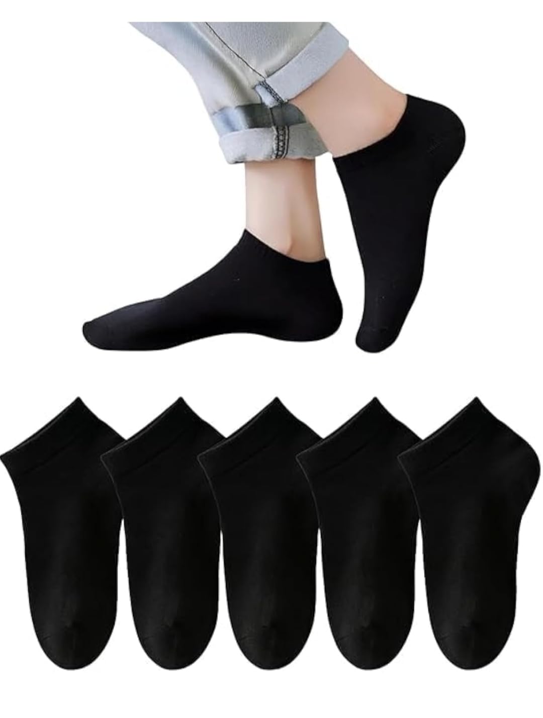 Ankle Socks for Men & Women (Unisex) - Made with Soft, Breathable & Durable Cotton, Anti Odour, Black Color - Free Size - Pack of 5 - suitable for Sports, Gym and Daily use-image-9