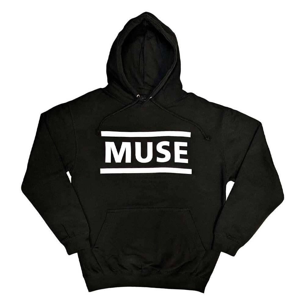 Men's Muse White Logo Hooded Sweatshirt Black