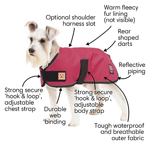 Ginger Ted Waterproof Dog Coat size 14"/36cm Yellow - warm fleecy lining, reflective piping, quick fastening, jacket raincoat style - Image 4