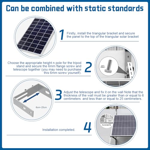 Lotvic 2 Stück Solarpanel Halterung Haken, Balkonkraftwerk Halterung, Halterung Haken für Balkon mit Schrauben, Balkon & Flachdach Universal PV Modul Halterung Haken, für Befestigung Solarmodul
