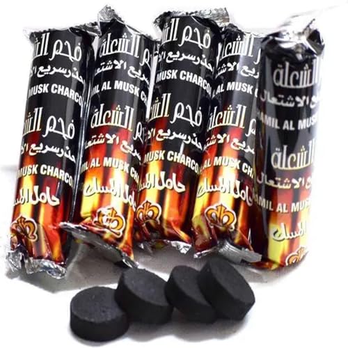 Image of Coal for Dhoop - Odourless Charcoal for Dhoop Lasts for More Than 45 Minutes - Charcoal Discs of 33 mm Size - (Pack of 5 Roll (50 DISC))