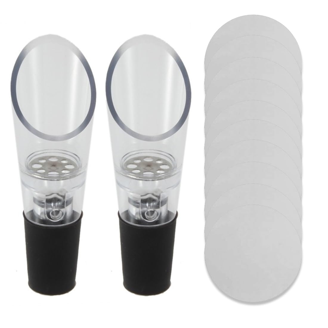 HSKRKOW Set of 12 Wine Aerators and Wine Decanter Set, Wine Pourer, with 10 Reusable Dropstops, Wine Pouring Aid, Premium Aerator and Decanter, Red Wine Aerator Set for Elegant Pouring