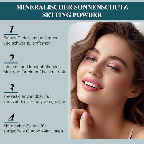 Polvo de ajuste de protección solar mineral, control de aceite SPF 35, maquillaje en polvo de larga duración, acabado mate, poros invisibles y sedosos, polvos de fijación sueltos adecuados para todo - imagen 3