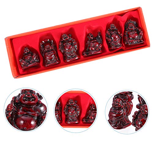 WINOMO 6Pcs Rindo Estátuas de Buda da Sorte Chinês Estatuetas Em Miniatura De Fadas Jardim Decorativ