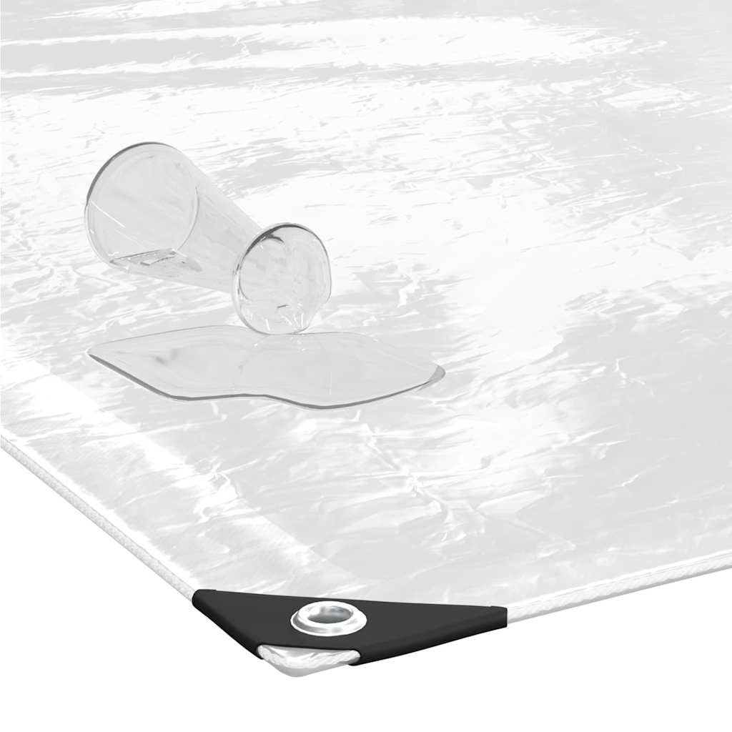 PVC Pflanzenabdeckung mit Ösen 3 x 5 m Transparent und Weiß, wasserfestes Folien Abdecknetz für Gewächshaus Beet Hochbeet Frostschutz und Pflanzenpflege