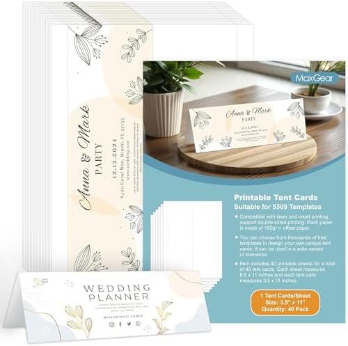 MaxGear Printable Place Card, Blank Name Cards for Table Setting, 3.5