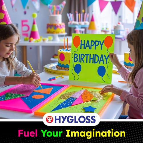 Image of Hygloss Medium Poster Board 11x14 - 100 Assorted Neon Color Bulk Pack - 10 Pt. Thickness Colored Poster Board Paper for Projects, Signs, Displays - Posterboard Multipack 11 inch x 14 inch