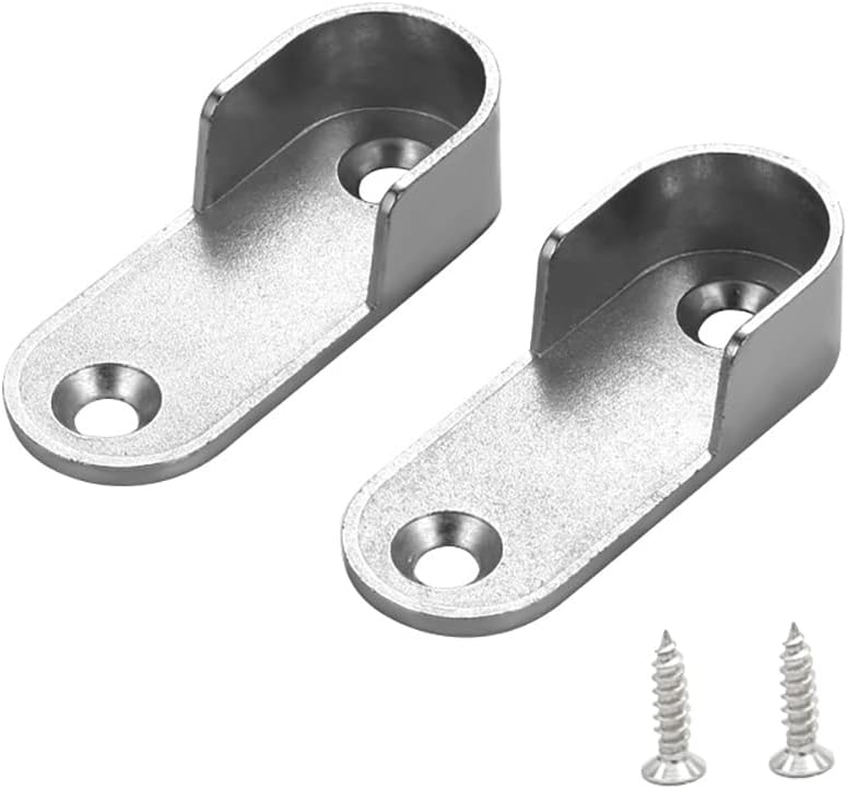 10 Pcs 16 mm Oval Closet Rod End Caps Supports Metal Closet Pole Sockets Brackets Wardrobe Rod Holders with 20 Pcs Screws