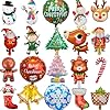 20 Piezas Globos Navideños, Navidad Globos de Aluminio de Hélio, Papa Noel Duende, Decoración para Fiestas Navideñas