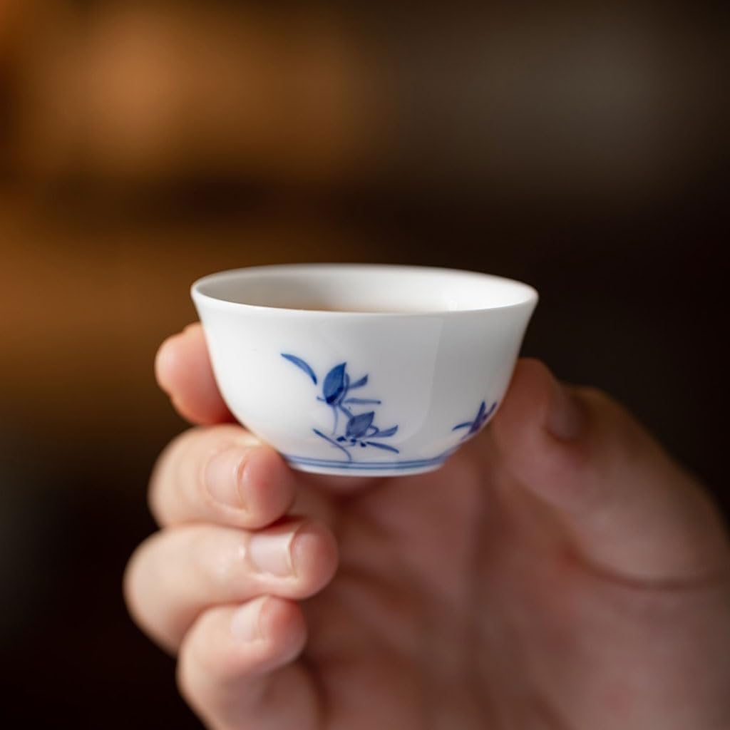 GSOUL Kungfu Tea cup Study Chinese Style Hand-painted Butterfly Orchid Small Teacup Home Host Cup Single Kung Fu Tea Set Small Tea Cups