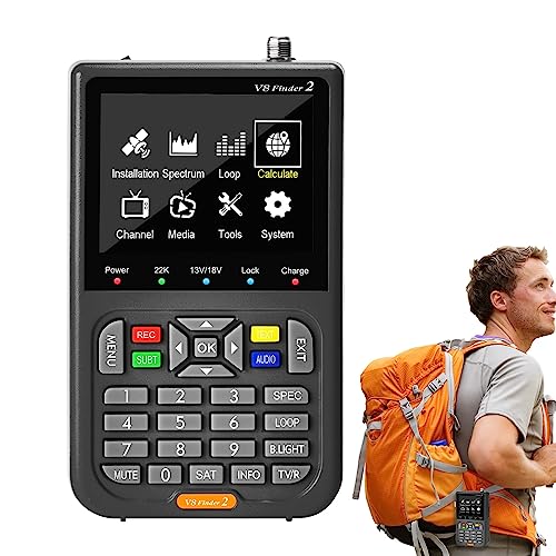 Digital Sat Finder Localizadores de Satélites V8 Finder2 Buscador de SatéLite, Localizador de señal parabólica Satélite Digital Medidor de Campo Pantalla LCD de 3,5', Sat Finder para TV Señal Find