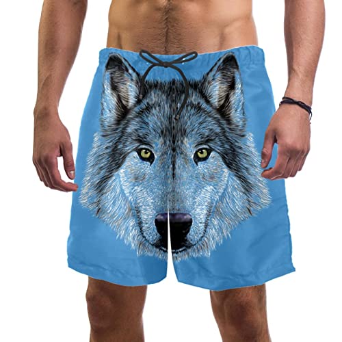 Maillot de bain hommes JDEZ tête de loup pour l'été sauvage