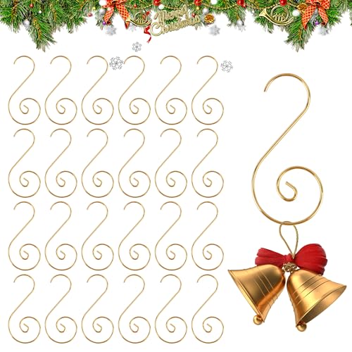 Ornament Hooks, Gold Christmas Ornament Hangers, 100 Pcs Christmas Ornament Hooks, Christmas Tree Hooks for Ornaments, Christmas Tree Decoration Hangers for Xmas Tree Xmas Balls Party Decorations