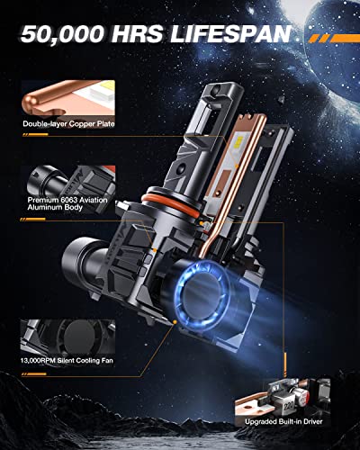 Nilight 9005/Hb3 Led Headlight Bulbs, 16000Lm 500% Brighter Cool White 6000K Wireless Led Headlight Bulbs, High Beam Halogen Headlamp Upgrade Replacement, Small Size, Pack Of 2 #TOP4