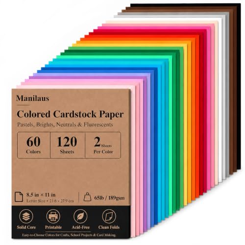 Assorted Colored Cardstock Paper 120 Sheets