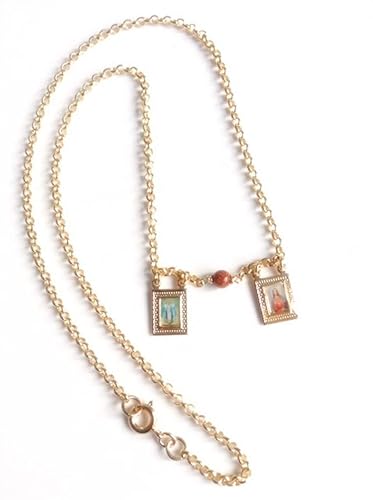 Miniatura 4 de SIFRIMANIA Scapular Catholic Sacred Heart of Jesus and Miraculous Virgin Mary Pendant Chain Necklace (Gold)