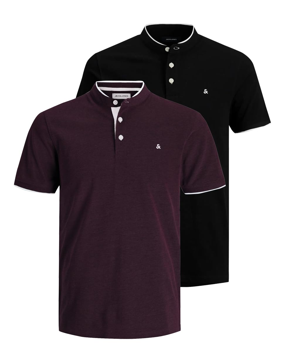 Jack & Jones Men's B: Black/Port Royal Polo Shirt Plain Polo Shirt, Xl