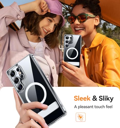 Image of CANSHN Strong Magnetic & Seamless Stand Designed for Samsung Galaxy S25 Ultra Case (2025) [[Adjustable Kickstand] [Compatible with Magsafe], Crystal Clear