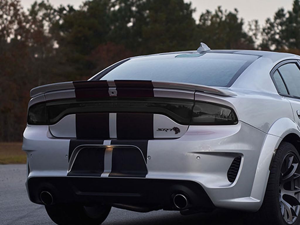 Rvinyl Tail Light Pre Cut Film Tint Cover Kit in Blackout Smoke Compatible with Dodge Charger 2015-2023 - Tail Light Tint Film - Adhesive Backs