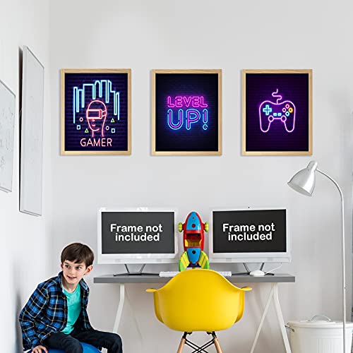 Spakon 6 Pieces Video Game Art Print Colorful Gaming Themed Canvas Wall Art Neon Gaming Posters 8X10 Inch Video Game Wall Art Gaming Artwork For Kids Boy Wall Decor Teens Bedroom Game Room Decor #TOP4