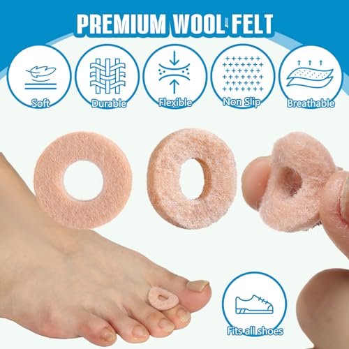 Image of Breling 120pcs Corn Cushions Callus Pads Soft Felt Oval Corn Removers Cushions Protectors for Feet Self Stick Adhesive Foot for Toes Relief Pain from Blisters Heel Frictions(Skin Tone,Round)