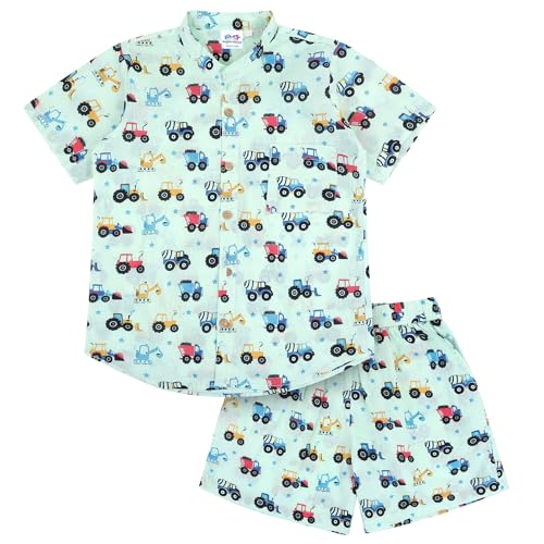 Image of superminis Baby Boys Cotton Printed Shirt and Nikkar /Shorts Coordinated Set