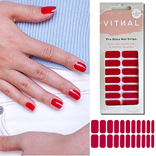 Vitnal Nagellack Aufkleber – 22 Nagelstreifen, Nagelsticker, Full Wraps Nagel aufkleber, Gel Nail Strips mit Nagelfeile…
