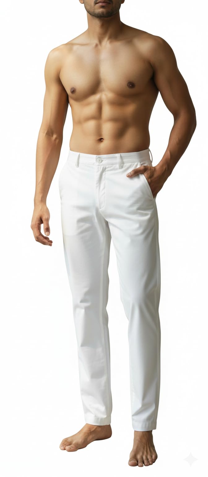 Men's Pure Cotton Pant Style Pyjama | Pyjama/Pajama Style Pants for Kurtas, Festival | White, Cream, Black | Elasticated Waist and Dual Side Pockets