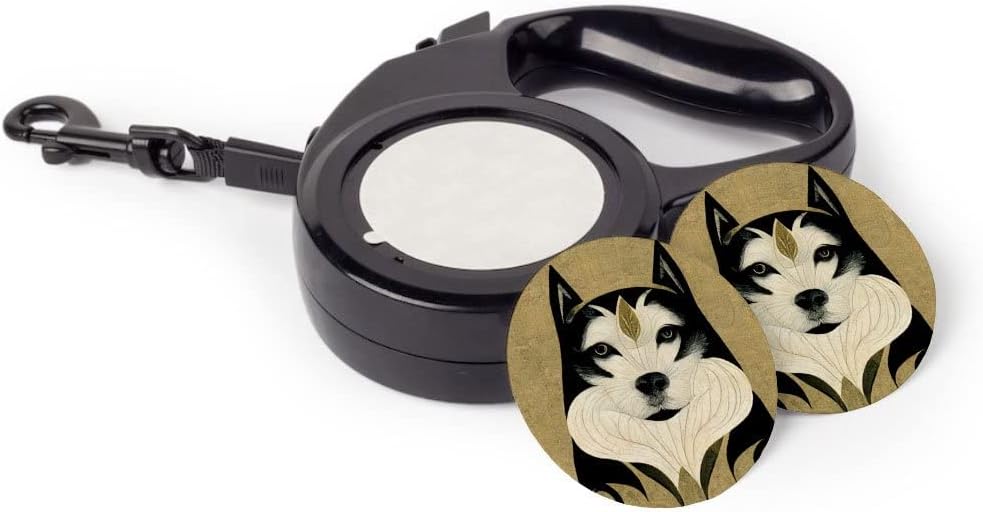 Retractable Pet Leash with Dog Drawing Print - Abstract Leash - Husky Dog Leash - 118 inches