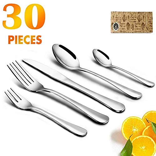 elegant life Flatware 30-Piece Silverware Cutlery Set Stainless Steel Utensils for 6, Including