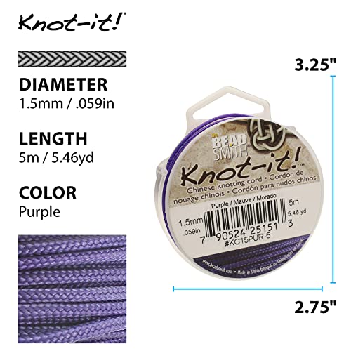 Chinese Knotting Cord 1.5Mm 16.4 Feet/Spool-Purple #TOP6